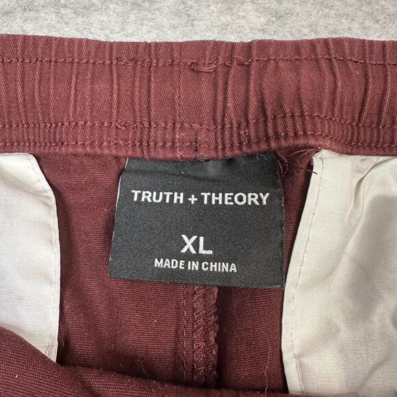 Truth + Theory Short SZ XL Burgundy Drawstring Elastic Waist Stretch Side Pocket - Picture 2 of 7